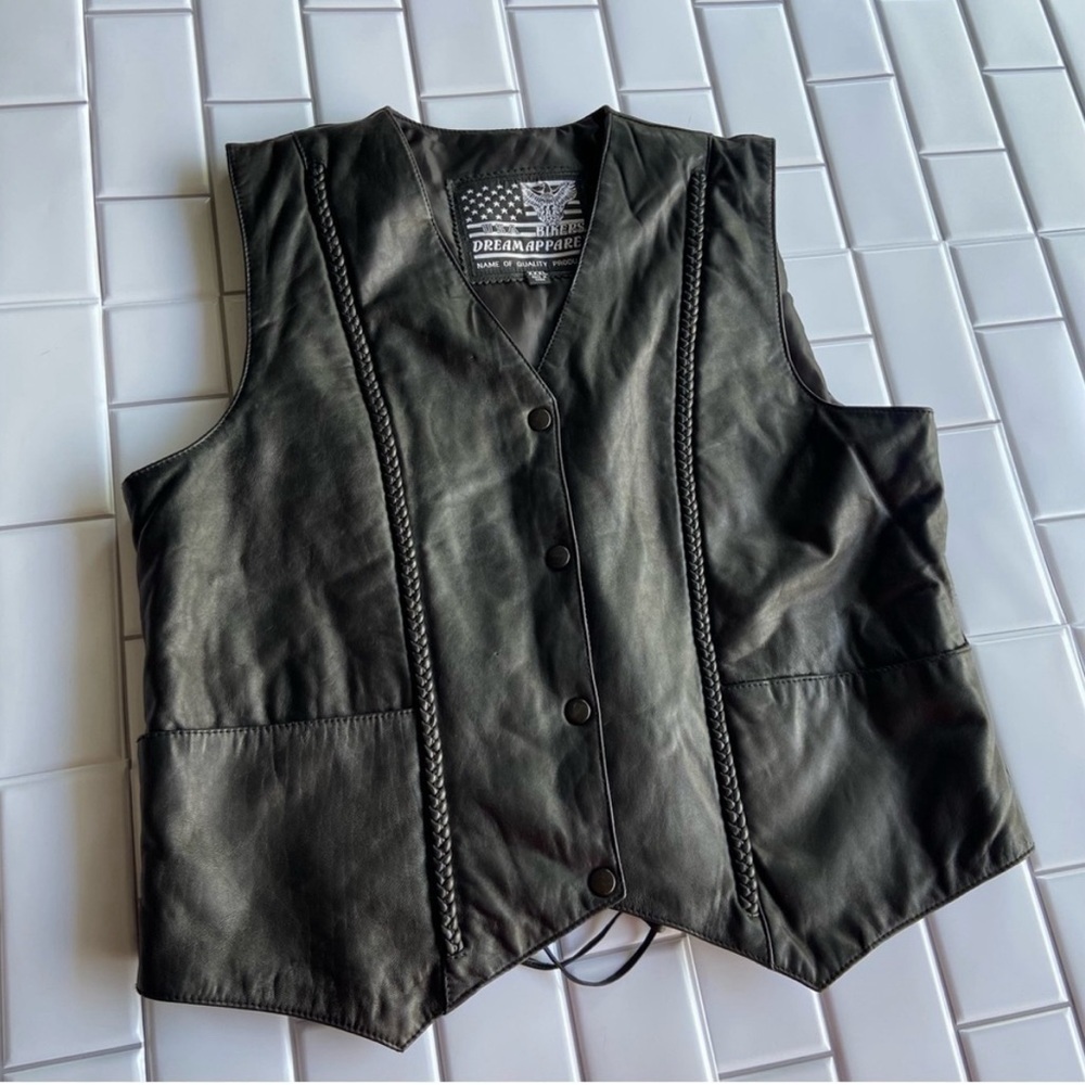 USA Bikers Dream Apparel Leather Vest Size Large